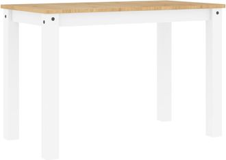 vidaXL Mesa De Comedor Panama Madera Maciza Pino Blanco 117x60x75 Cm Vidaxl