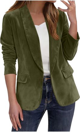 Generic Womens Suede Fleece Blazer Open Front Long Sleeve Casual Dress Jackets Ladies Elegant Lapel Collar Cozy Blazers 2026 Soft Keep Warm Cardigans Jacket w