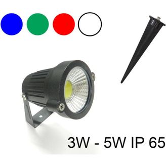 Trade Shop Trade Shop Traesio - Trade Shop - Foco Led Cob Para Jard&iacute;n, 3 W, 5 W, Con Soporte De Estaca, Luz De Color, Ip65 - -5 Vatios