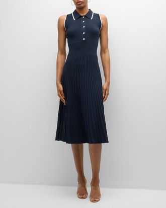 Veronica Beard Meralda Sleeveless Pleated Midi Dress