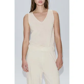 Mango V-Neck Knit Top in Sand at Nordstrom, Size X-Small