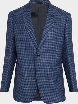 Giorgio Armani Men & apos;s Wool Linen Silk Micro-Houndstooth Sport Coat