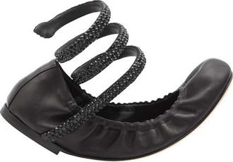 Rene Caovilla Black Embellished Cleo Ballet Flats