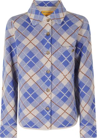 Guest In Residence Blue Dylan Plaid Cashmere Casual Shirt