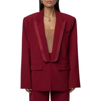 JLUXLABEL Suite Life Woven Blazer in Burgundy at Nordstrom, Size X-Small
