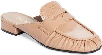 Prada Ruched Apron Toe Penny Loafer Mule in Cammeo at Nordstrom, Size 5.5Us