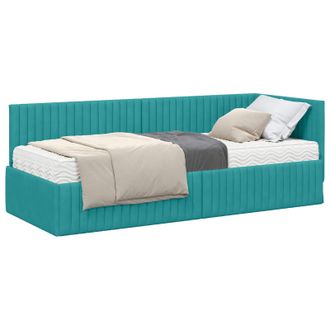 vidaXL Estructura De Cama Esquina Con Colch&oacute;n 2 Pcs Tuquesa Terciopelo Vidaxl