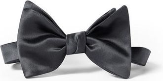 Brunello Cucinelli Cotton and silk satin bow tie in Anthracite at Nordstrom