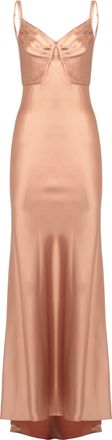 Elisabetta Franchi Satin Evening Dress With Sweetheart Neckline And Flared Hem