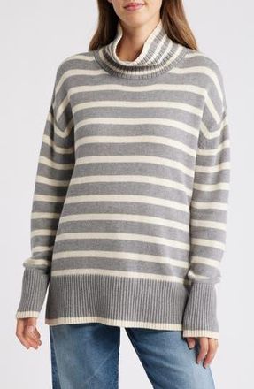 Lucky Brand Cotton Blend Turtleneck Sweater in Mhg Stripe at Nordstrom Rack, Size X-Small