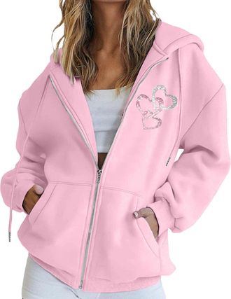 Generic Womens Cardigans Zip up Halloween Long Sleeve Sport Workout Hoodie Outdoor Solid Color Fashion Baggy Pullover Loose Fit Hooded Outwear Halloween Costu