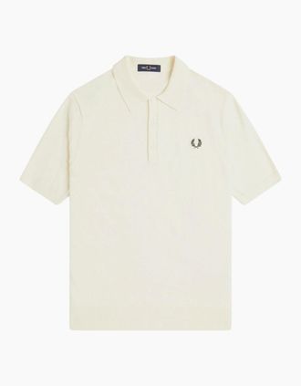 Fred Perry Mens Fred Perry Cotton Knitted Polo Shirt - Cream - Size: 38
