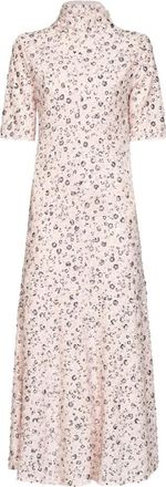 Paco Rabanne Midi-jurk met kristalversiering - Dames - Casual kleedjes - Roze - M - Polyester - Kleedjes