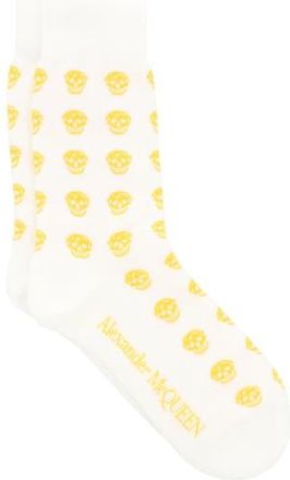 McQ by Alexander McQueen Skull Logo Crew Socks in White Yellow at Nordstrom Rack, Size Medium