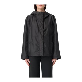 Fay Rain Jackets, female, Black, Size: XS Hooded Raincoat Water Resistant