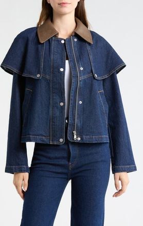 Avec Les Filles Stretch Denim Cape Jacket in Raw Indigo at Nordstrom, Size Xx-Large