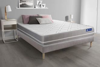 Actisom Somier gris + colch&oacute;n con espuma viscoel&aacute;stica 120 x 195