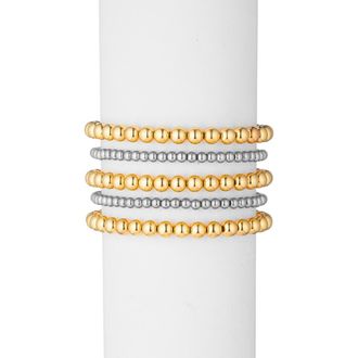 Eye Candy Los Angeles Set of 5 Two-Tone Titanium Beaded Bracelets in Gold at Nordstrom Rack