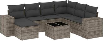 vidaXL Vidaxl - Set De Sof&aacute;s De Jard&iacute;n 8 Pzas Y Cojines Rat&aacute;n Sint&eacute;tico Gris