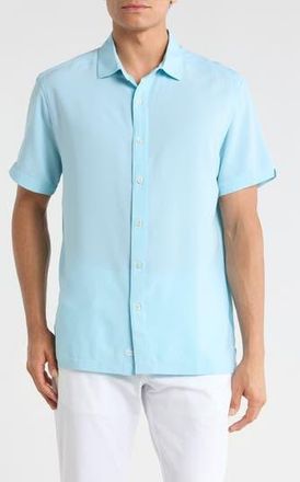 Greg Norman Seersucker Short Sleeve Button-Up Shirt in Sky Blue at Nordstrom Rack, Size Xx-Large