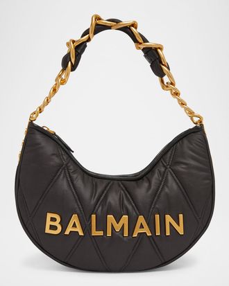 Balmain 1945 Moon Shoulder Bag in Grid Quilted Nylon
