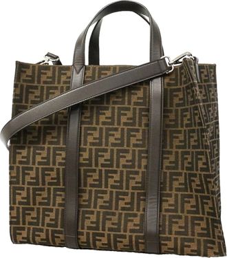 Fendi Brown Nylon Canvas Tote Bag (Pre-Owned)