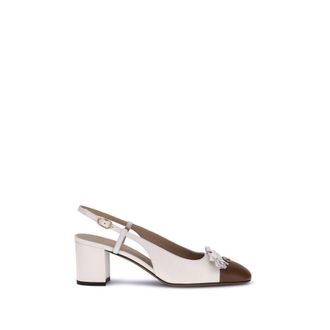 Valentino Garavani White Calf Leather Bos Taurus Mid Heel Womens Pumps