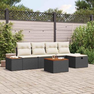vidaXL Vidaxl - Conjunto De Sof&aacute; De Jard&iacute;n 6 Pcs Negro 55 X 62 X 69 Cm