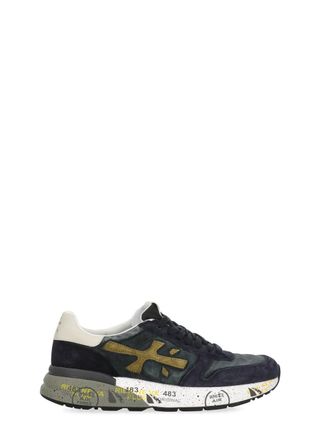 Premiata Blue Mick 8435 Suede Tech Fabric Low-Top Sneakers
