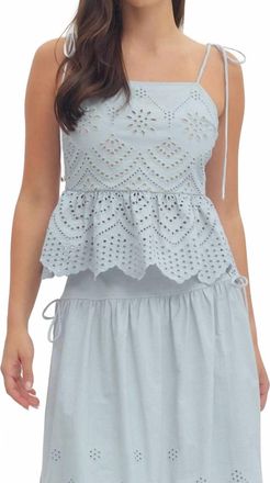 Entro Eyelet Embroidered Tank In Light Blue