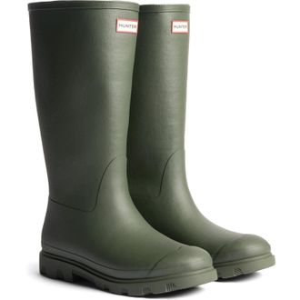 Hunter Downpour Tall Insulated Boot Rubber Womens Dark Olive Wellington Boots - Size UK 7