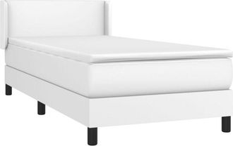 vidaXL Vidaxl - Cama Box Spring Con Colch&oacute;n Cuero Sint&eacute;tico Blanco 90x190 Cm