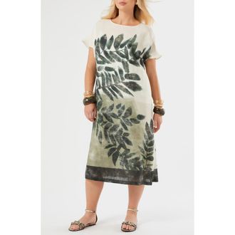 Marina Rinaldi Nattinia Print Shift Dress in Olive Green at Nordstrom, Size 14W