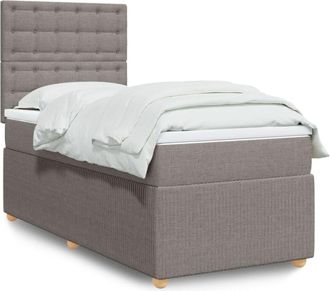 vidaXL Cama Box Spring Con Colch&oacute;n Tela Gris Taupe 80x200 Cm Vidaxl