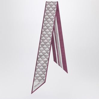 Prada Foulard color malva stampato in twill di seta