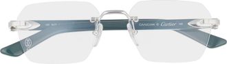 Cartier 54mm Rectangular Optical Glasses in Silver at Nordstrom