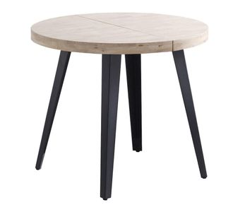 Mathi Design Mesa de comedor extensible de roble claro y patas negras D80