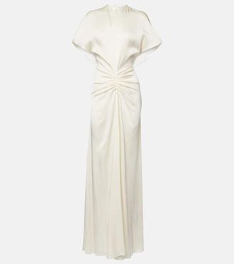 Victoria Beckham Gathered cr&ecirc;pe satin gown