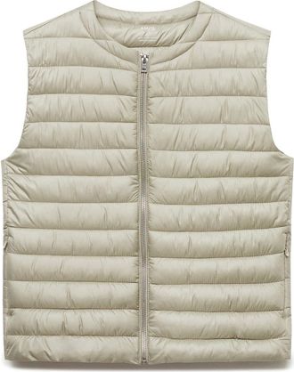 Mango Quilted Front Zip Vest in Light Heather Grey at Nordstrom, Size Medium