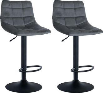 Clp Clp - Juego De 2 Taburetes De Bar Jerry En Terciopelo Gris Oscuro Negro