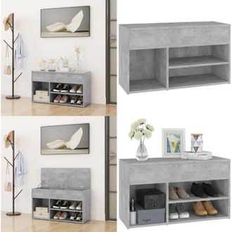 vidaXL Panca Portascarpe Grigio Cemento 80x30x45 cm in Truciolato - Scarpiera - Armadio per scarpe