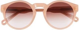 Chlo&eacute; 52mm Round Sunglasses in Nude Nude Brown at Nordstrom Rack