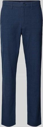 Christian Berg Regular Fit Hose aus Baumwoll-Leinen-Mix mit Glencheck-Muster in Royal, Gr&ouml;&szlig;e 102