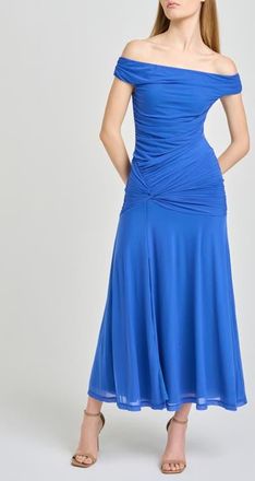 Wayf x Hannah Lovey Porter Margaux Off the Shoulder Ruched Dress (Nordstrom Exclusive) in Blue at Nordstrom, Size X-Small