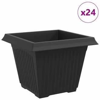 vidaXL Maceta Cuadrada Para Flores 24 Pcs Negro 43 X 43 X 33,5 Cm Vidaxl