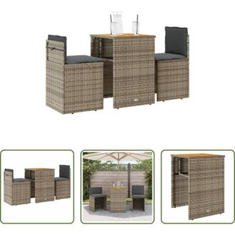 vidaXL Sedie da giardino - Set da Bistr&ograve; 3 pz con Cuscini Grigio in Polyrattan