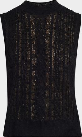 Vince Double-Layer Cable-Knit Sleeveless Sweater
