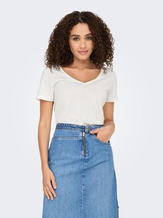 Jacqueline de Yong T-shirt met korte mouwen, goudkleurig biesje