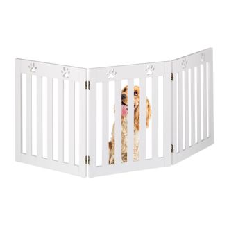 Relaxdays Relaxdays - Valla Seguridad Para Perros, Barrera De Escalera, Reja Protectora Aut&oacute;noma, 60 X 153 Cm, Mdf, Plegable, Blanco