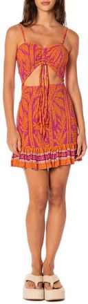 Maaji Flamingo Palm Lua Convertible Smocked Sundress in Bright Purple at Nordstrom, Size Medium
